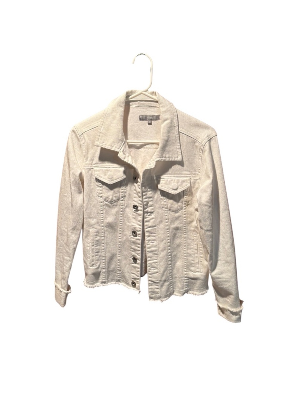 Htrailz White Denim Jacket with Orange Equestrian Motif Back Panel Small